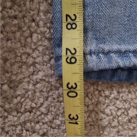 light blue heavily distressed cuffed slight skinny leg jeans - Picture 2 of 3